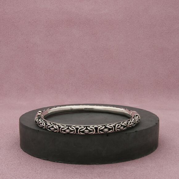 sterling silver vintage byzantine chain hinged bangle bracelet size 7in - Picture 1 of 3